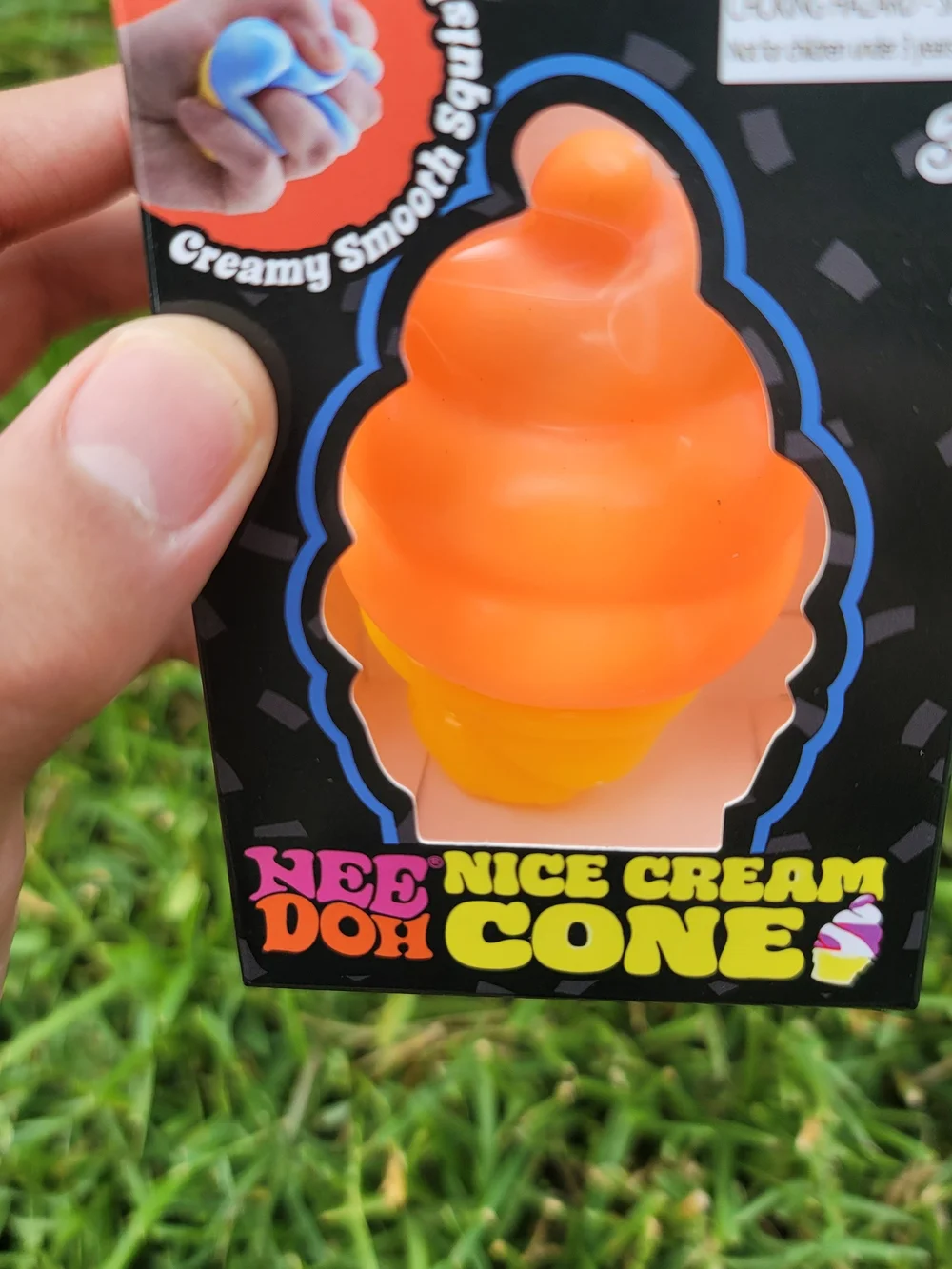 Nee Doh Nice Cream Cone Kids Squishy Toy - Orange & Yellow